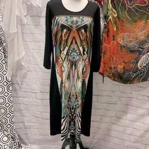 Sempre Piu by Chalou Gorgeous Black Artsy Generously Sized 12 (XL) Dress